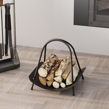 Kaminholzregal Kaminholzständer Edelstahl Schwarz Massiv pulverbeschichtet