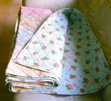 Plaid Überwurf Decke Tagesdecke Bett Sofa hellblau Blumen IDBYN IKEA 180 x 280