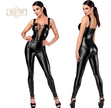 NOIR HANDMADE KINK WETLOOK CATSUIT ZWEI WEGE Reißverschluss clubwear schwarz