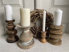 KONVOLUT Alte KERZENLEUCHTER Vintage HOLZ Shabby Chic LANDHAUS Deko