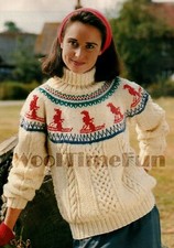 Strickanleitung Damen klassischer Fair Isle/Zopfmuster/Ski Pullover/Pullover