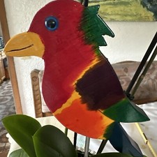 Großer Papagei Vogel Holz Holzfigur Schwer Massiv vermutlich Handarbeit Metallst