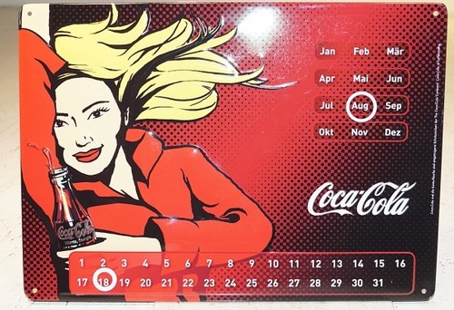 Coca cola blechschild - blechschild, kalender