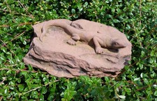 Eidechse Echse Tier Skulptur Figur Stein eckig Kunst Sandstein Antik Look S 39