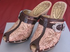 Gianmarco Lorenzi Pythonleder Sabot Clogs 39 Holzclogs Rosa Mocca Sommerschuhe 