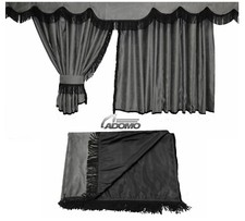 LKW GARDINEN FÜR VOLVO FH Aero FH5 Grau Schwarz GARDINENHAKEN GRATIS