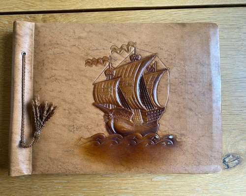 Vintage leder fotoalbum - leder,
