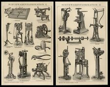 Orig. Holzstich 1895 Div. Geräte Maschinen Schuster Anschauungstafel Lehrtafel