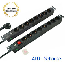 Steckdosenleiste 19" Zoll Schrank Rack PDU Stromverteiler Schutzkontakt 8-fach 