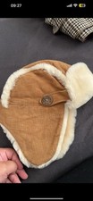 UGG Mütze Lammfell Kinder 2–4 Jahre Winter Echtleder Original Braun“