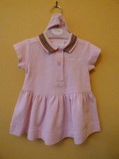 BURBERRY rosa Nova Check Kragen Baumwolle Kleid + Höschen Baby ein Monat neu ohne Etikett