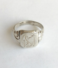 Ring Siegelring mit Initialen antik Silber 835 Größe  59 - 19 mm (3086)
