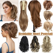 12" Klammer Zopf Pferdeschwanz Clip in Haarverlängerung Dutt Haarteil Bun Gerade