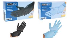 Nitrilhandschuhe Safe Light puderfrei Schwarz / Blau Hygostar M-L 10Boxen 1000 S