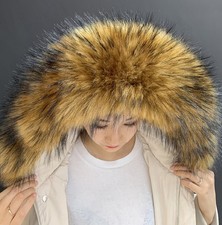 Neu Damen Luxus Faux Pelz Schal Kunstpelz Kapuzen Pelzkrage Fellkragen