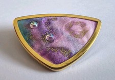 Vintage Brosche Seidenmalerei