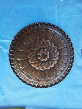 Wunderschöner großer Wandteller Teller aus Kupfer Blumenmotiv Vintage Ø 48,5 cm