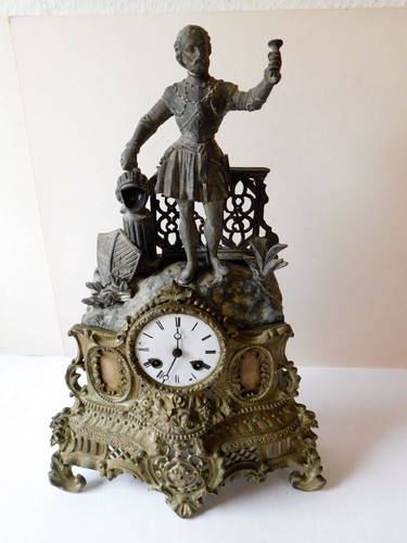 Antike figurenuhr ritter mit - antike, figurenuhr,