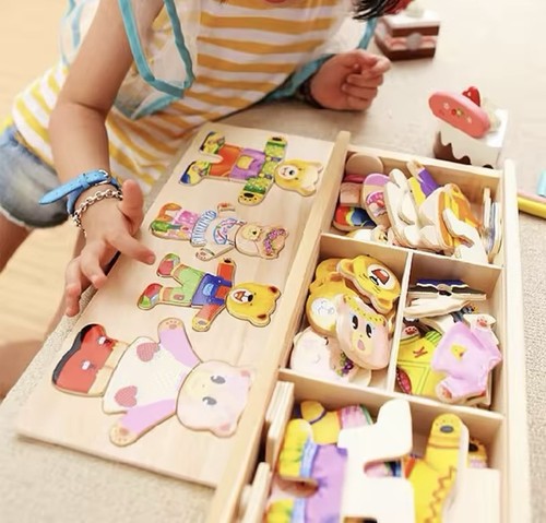 Holz anziehpuzzle bär kinder - holz,