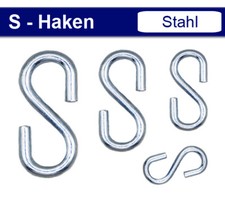 S-Haken Metallhaken - Länge: 25-80mm - Stahl verzinkt Küchenhaken Fleischerhaken