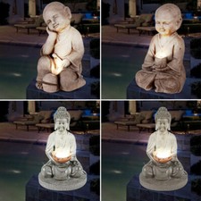 LED Buddha Skulpturen Solar Leuchten Terrasse Asia Dekoration Außen Beleuchtung