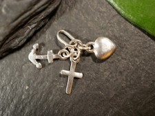 Toller 925 Sterling Silber Anhänger Seemannsgrab Glaube Lieb Hoffnung Klein