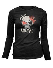 Damen T-Shirt Longsleeve  Heavy Metal Metalhead Skull Musik Explosion