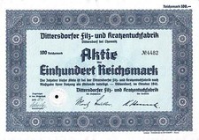 50 Stück Dittersdorfer Filz- und Kratzentuchfabrik 1941 100 RM