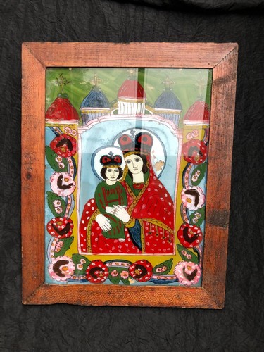 Altes hinterglasbild madonna - hinterglasbild,