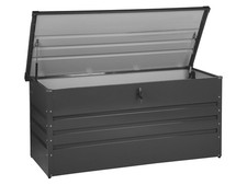 Große Metall-Gartentruhe 400 l graphitgrau Kissenbox Auflagenbox für die Terrass