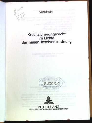 Kreditsicherungsrecht - , im