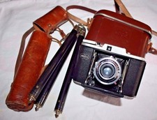 Stativ EXCELSIOR ZWERG D.R.P. ca 117 cm + ADOX Golf Rollfilmkamera 