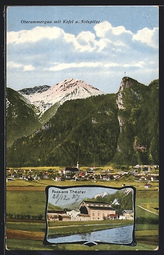 Oberammergau ortsansicht - ak, oberammergau,