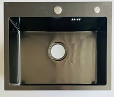 Edelstahl Schwarz Glanz Spülbecken Einbauspülbecken Spüle 55 x 45 cm