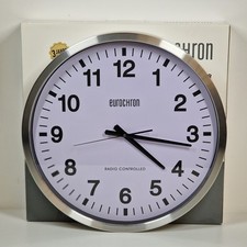 Eurochron EFWU 9000 Funk Wanduhr Ø 507mm Große Wanduhr Silber Funk DCF Uhr