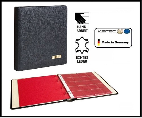 Leder-Münzalbum-Schwarz-Karat