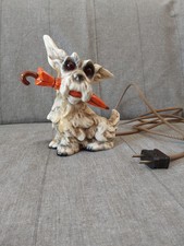 Hummel Porzellan Rauchverzehrer Duft Tischlampe Terrier Hund mit Schirm Vintage