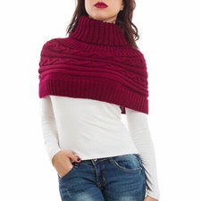 Damen Schulterwärmer Cape Kragen Schal Bolero Strick Rollkragen Poncho AS-0430