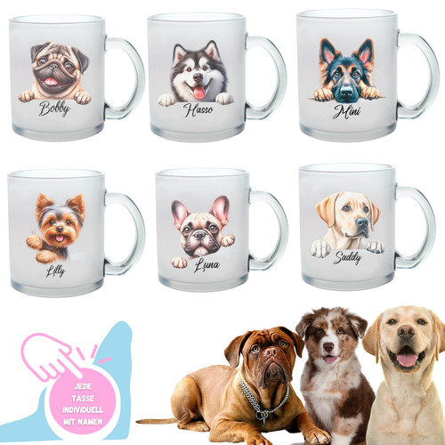 Tasse glas hund personalisiert - glas,