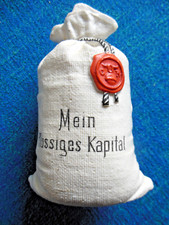 Schnapsflasche*Mein flüssiges Kapital*Mehlsack*Keramikflasche*Stempelmarke*1920*