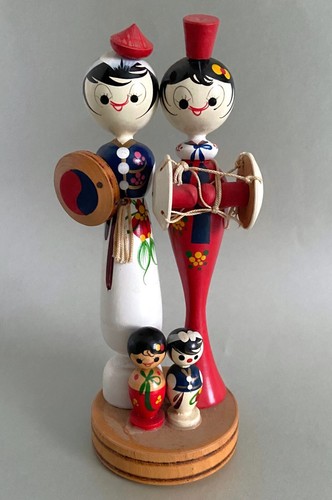 Vintage kokeshi familie - vintage,