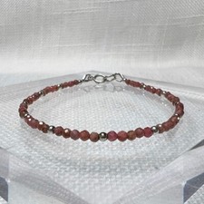 Rosa Turmalin facettiert rund Edelstein Silber gefüllt Perlen Mädchen Armbänd...