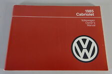 Owner´s Manual / Handbook VW Golf 1/I Cabrio US-Modell from 08/1984