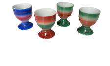 4 Leuchtenburg Eierbecher Spritzdekor Art Deco Bauhaus Keramik  old Egg Holder