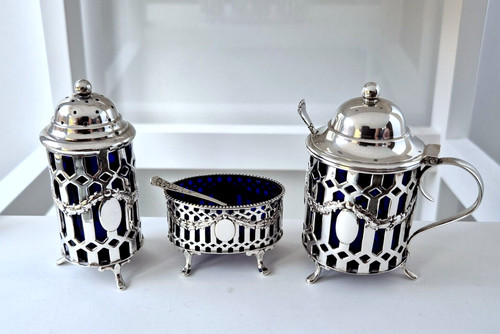 830 silber jugendstil senftopf - 830,