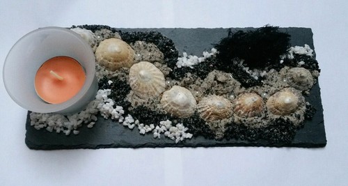 Schiefer-Teelicht-Muschel-Mari
