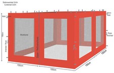 QUICK STAR 4 Seitenteile Moskitonetz für Blätter Pavillon 3x3m Terra Rotorange