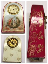 Antike Standuhr Porzellan Gehäuse Tischuhr Uhr Handaufzug Funktionsfähig