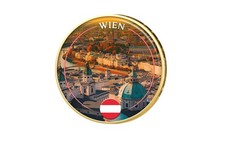 2 Euro vergoldet Wien - Österreich mit Farbapplikation
