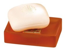 WENKO Design Seifenschale SORANO orange gefrostet aus Kunststein Seifenablage